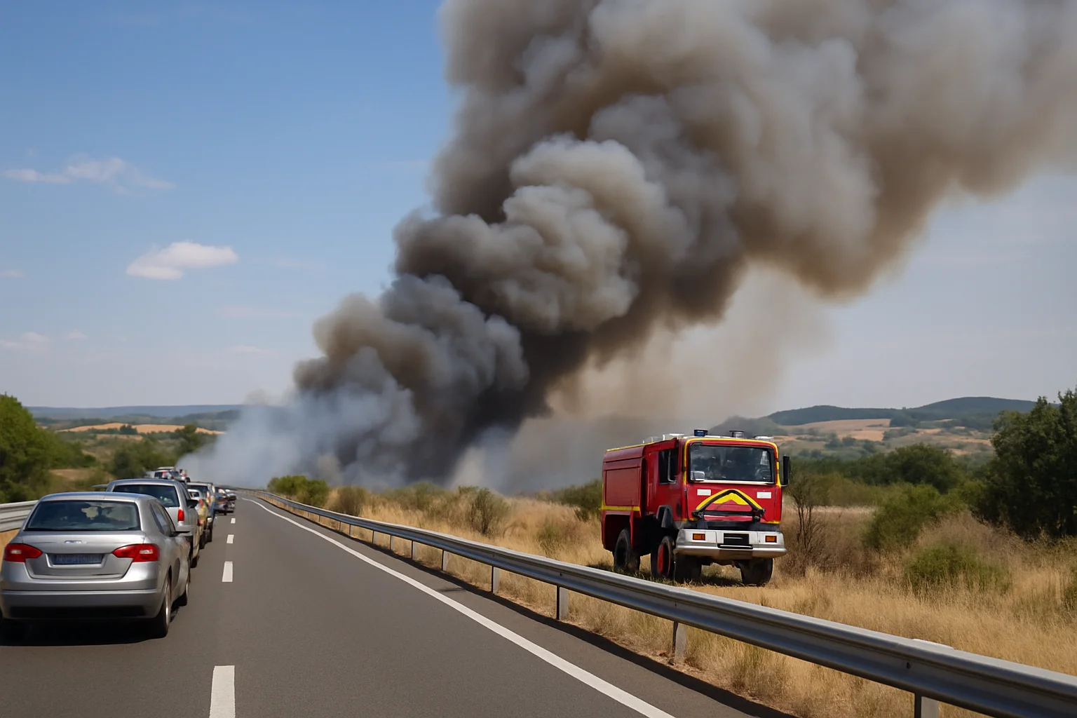 Verkeershinder en veiligheidsmaatregelen op A61 bij Carcassonne na bosbrand
