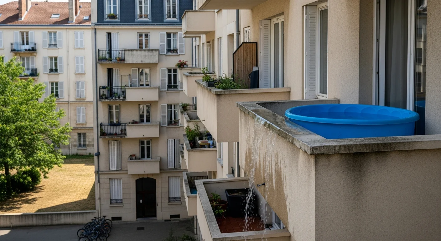Zwembad op balkon in Frankrijk brengt risico op instorting en schade met zich mee tijdens hittegolf