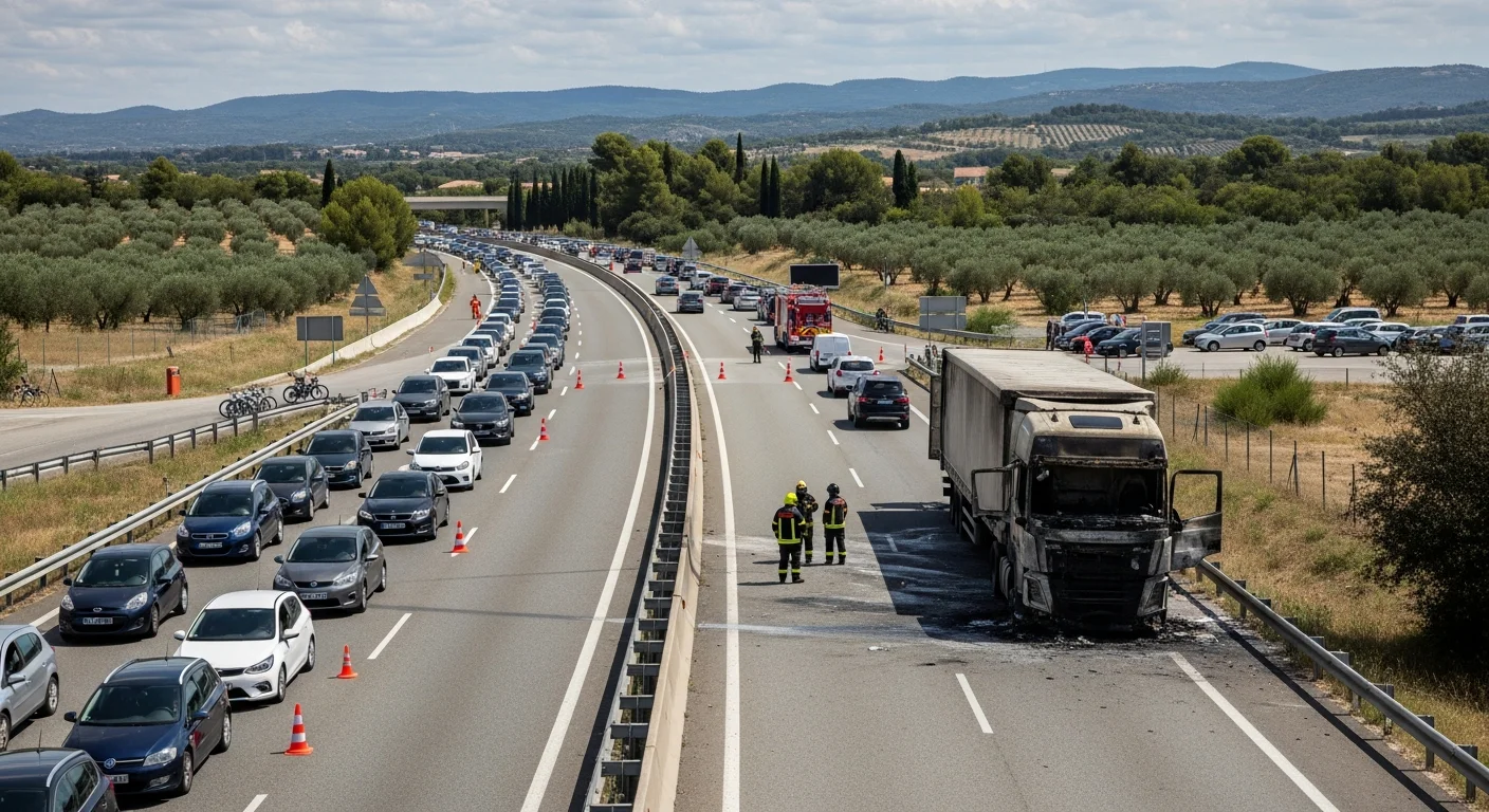 A8 richting Aix afgesloten na vrachtwagenbrand: verkeer moet rekening houden met vertragingen
