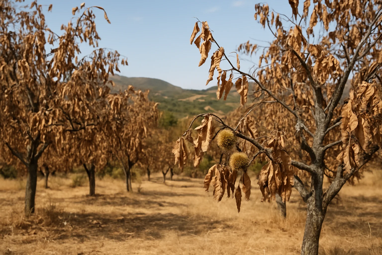 Droogte zorgt voor historisch lage kastanje-oogst in Ardèche in 2026