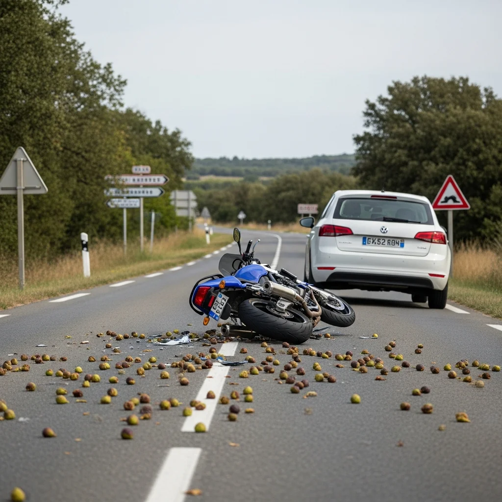 Dodelijk ongeval met motorrijder bij Cazilhac na uitglijden over gevallen vruchten