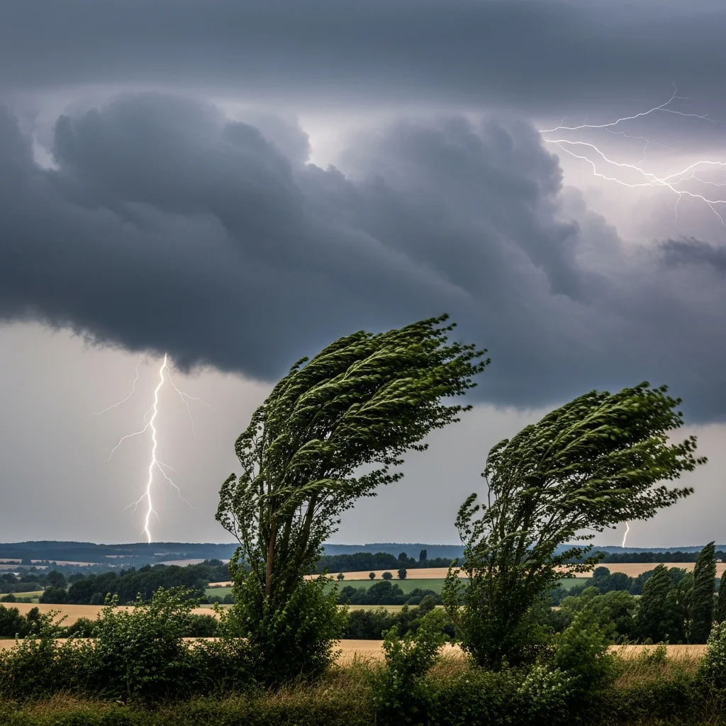 Krachtige windstoten en zware onweersbuien trekken over Frankrijk