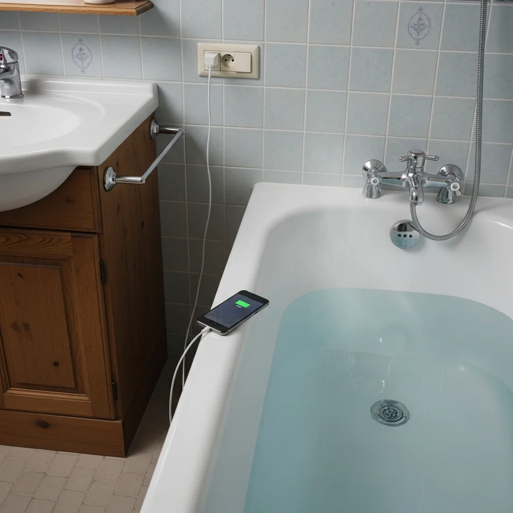 Waarschuwing na dodelijk ongeval: elektrocutie door opladende smartphone in bad