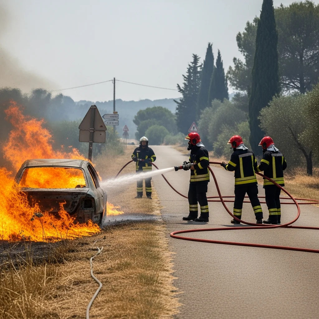Autobrand na ongeluk veroorzaakt natuurbrand bij Pignans