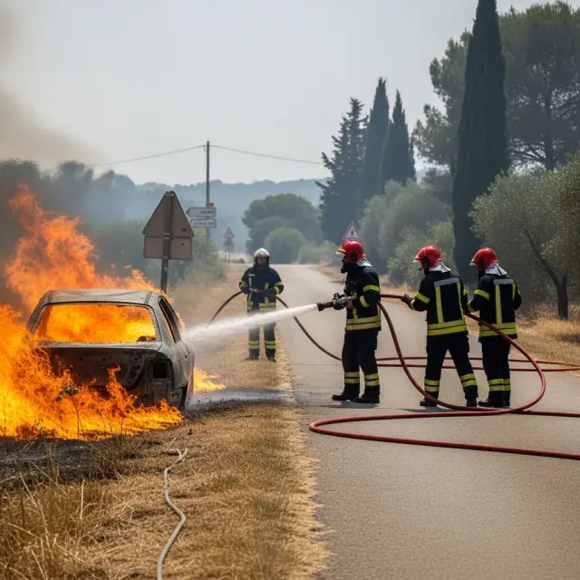 Autobrand na ongeluk veroorzaakt natuurbrand bij Pignans