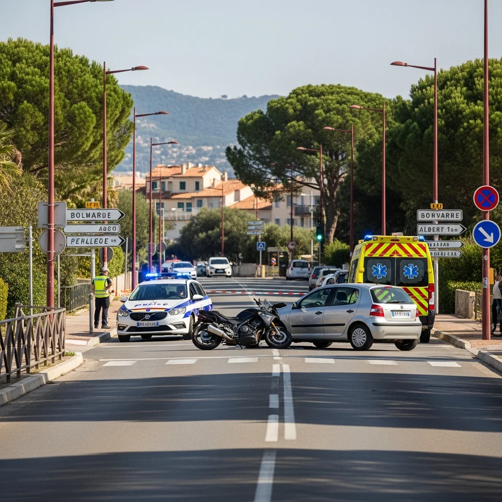Botsing tussen motor en auto veroorzaakt verkeershinder in Antibes