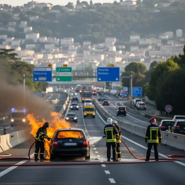 Verkeershinder op de A8 bij Nice na voertuigbrand