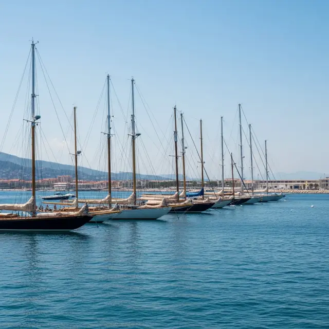Zee aan klassieke zeilboten strijkt neer in Antibes