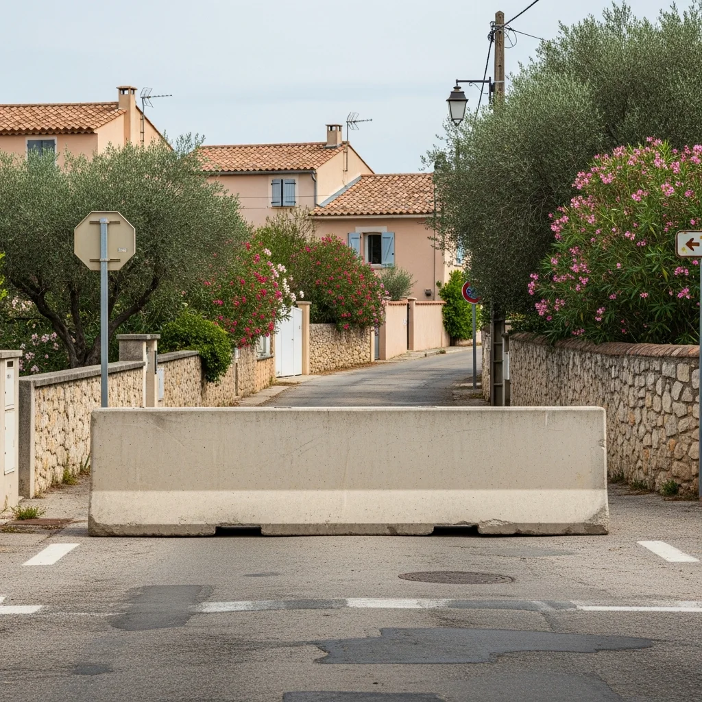 Bewoners Mougins plotseling afgesloten door dichtgemetselde toegangsweg