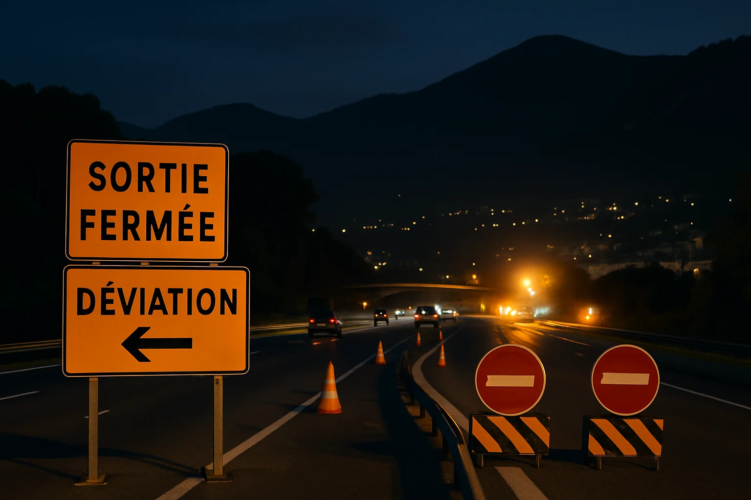 Nachtafsluitingen en tijdelijke omleidingen op belangrijke wegen in Alpes-Maritimes vanaf 19 oktober