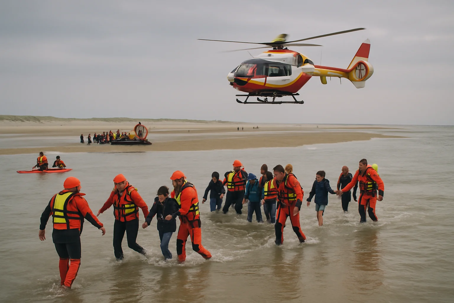 Reddingsoperatie voor bijna zestig mensen bij Berck-sur-Mer na verraderlijke vloed