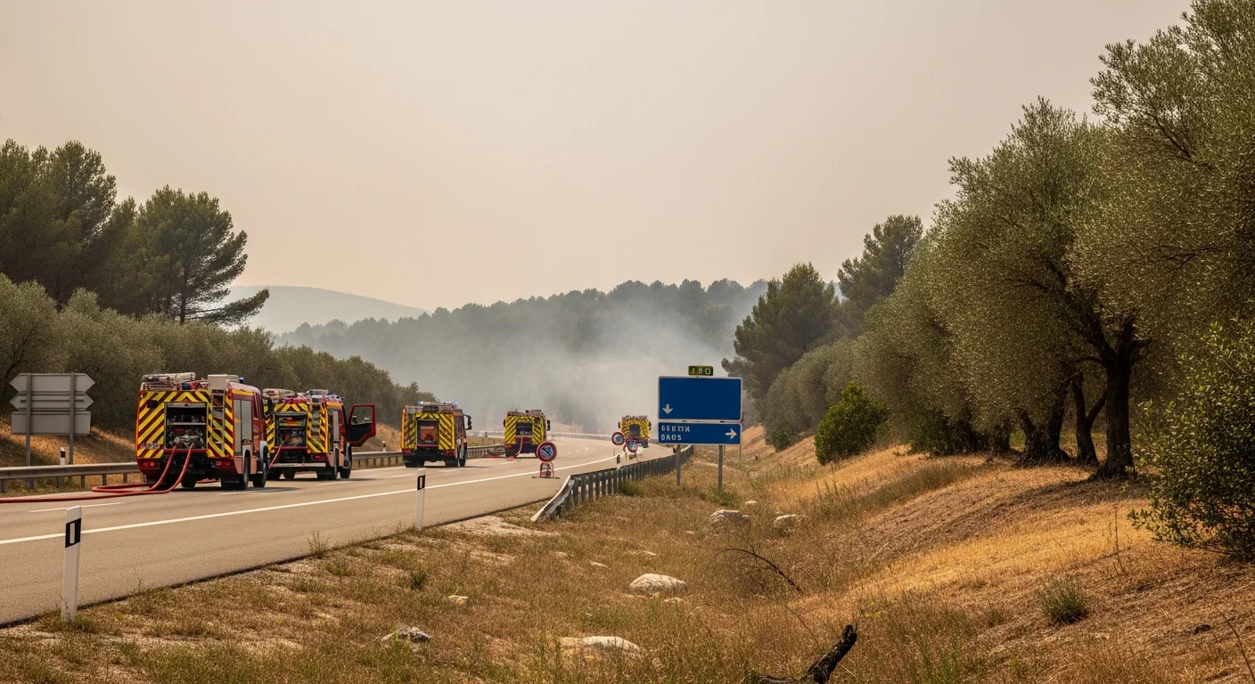 A9 in beide richtingen afgesloten door natuurbrand bij Lédenon in Gard