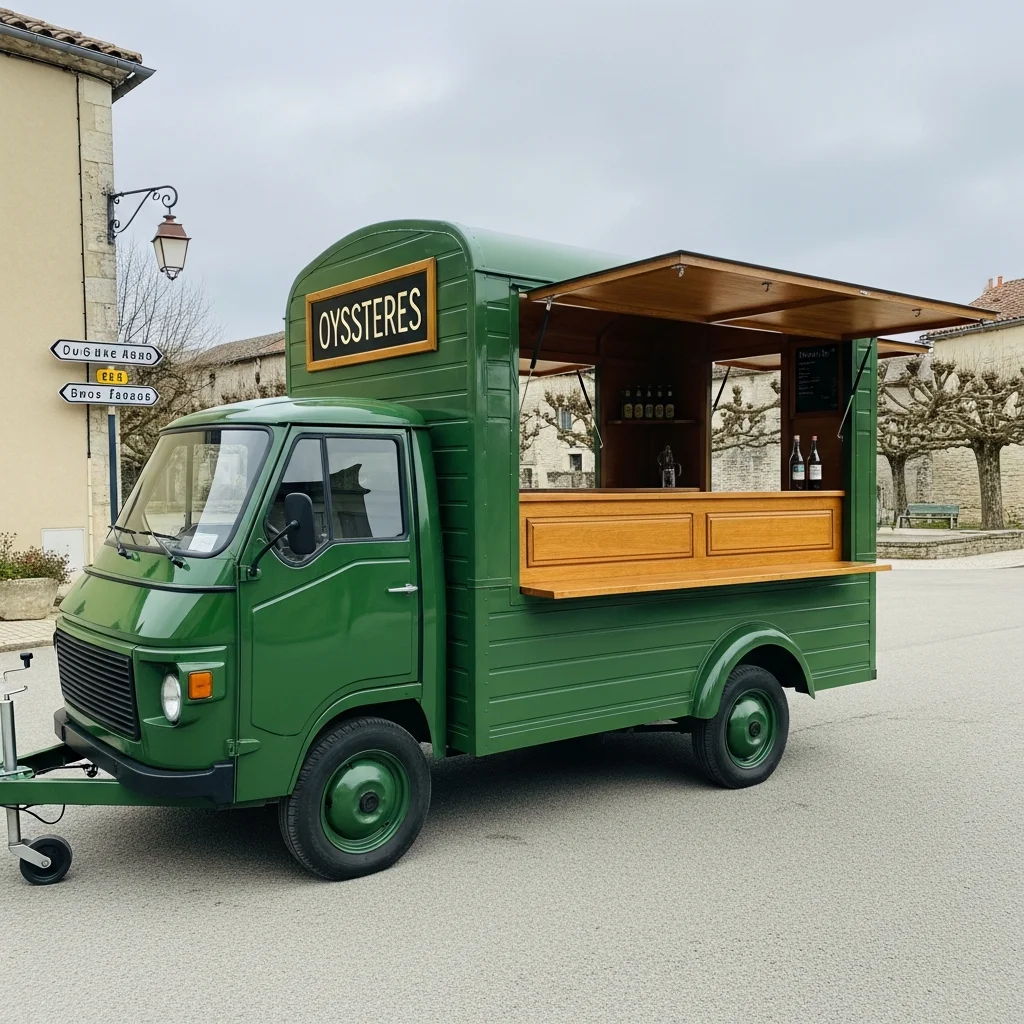 Oude oesterkar wordt dorpsbar op wielen in het Franse Lot