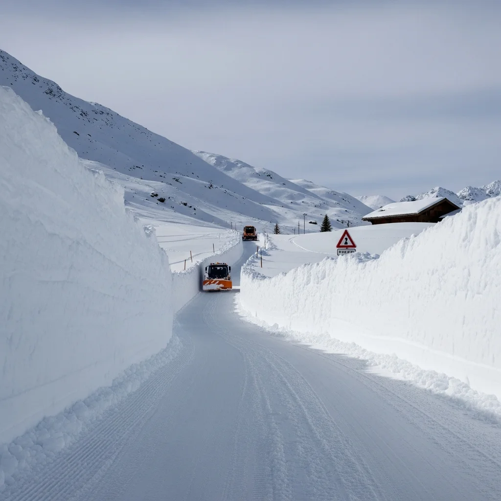 Recordhoeveelheden sneeuw in Franse Alpen veroorzaken hoge sneeuwwanden