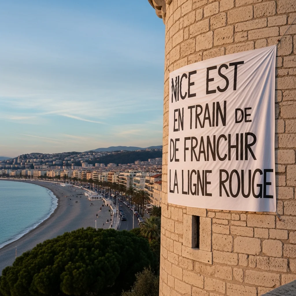 Protest tegen overtoerisme in Nice: spandoek op de Tour Bellanda