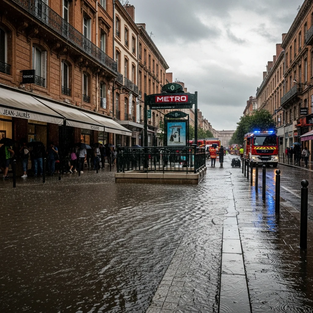 Hevige regenval veroorzaakt wateroverlast in Toulouse: straten en metro overstroomd