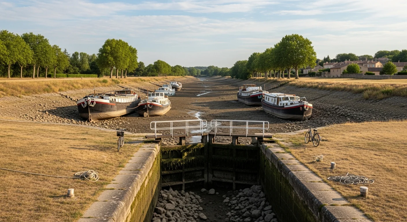 Extreem lage waterstanden leggen vaarverkeer op Franse kanalen en rivieren stil