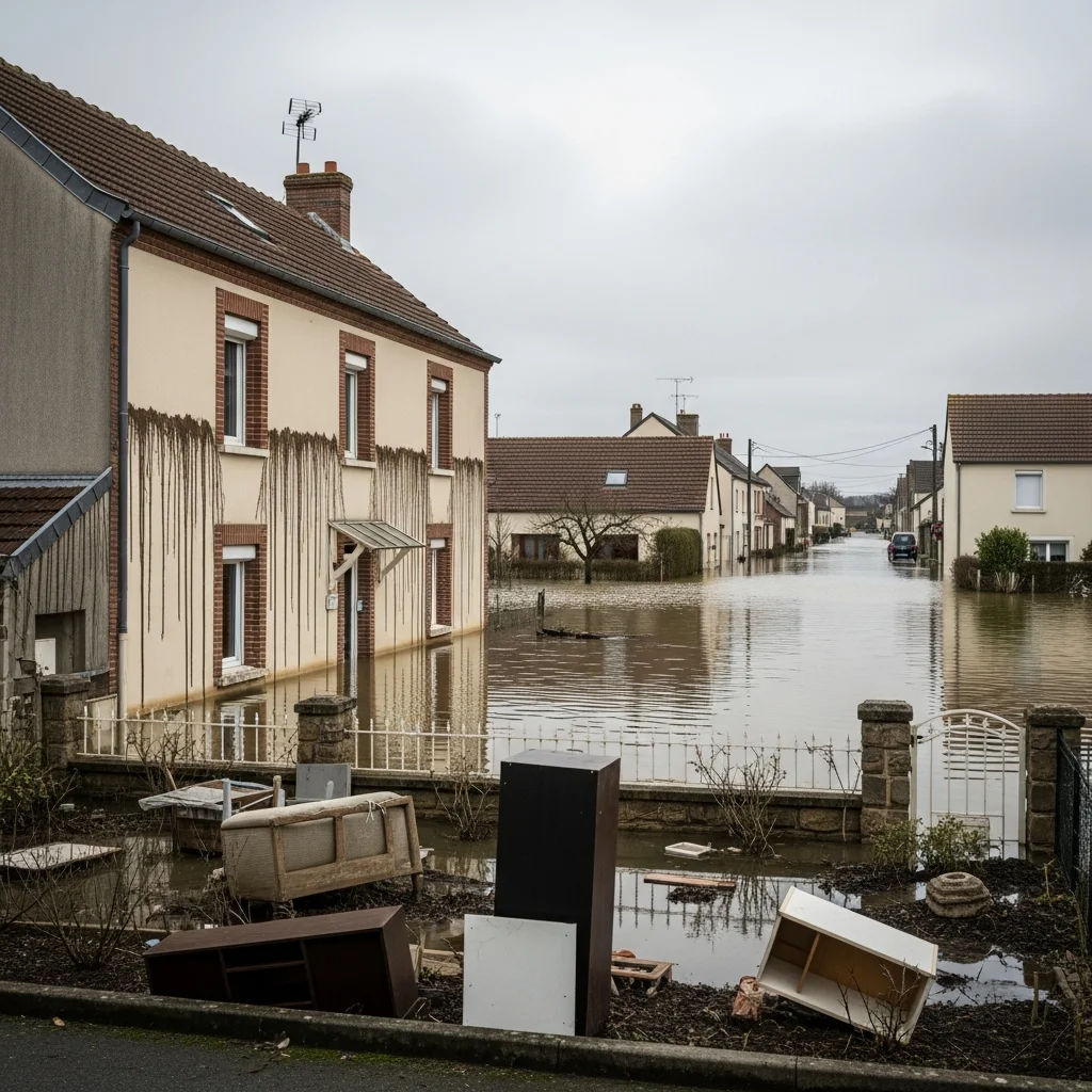 Zware wateroverlast in Aiguillon na dijkdoorbraak